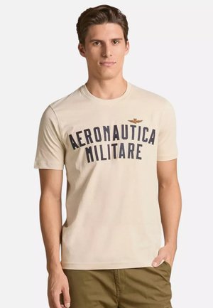 LOGO IN FELTRO - T-shirt con stampa - bianco ghiaccio