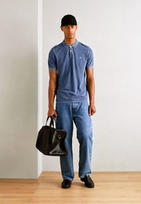 Marc O'Polo SHORT SLEEVE SLITS AT HEM EMBROIDERY - Polokošeľa - moon stone