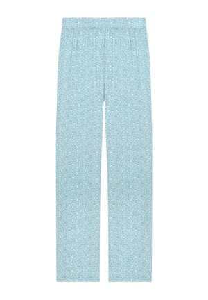 Pantalon bleu clair avec un motif léopard subtil sur l'ensemble et une taille élastique.