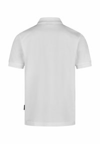 Witte polo met korte mouwen en een ribgebreide kraag, gemaakt van zachte katoen, met een rechte snit en zonder zichtbare patronen of accenten.