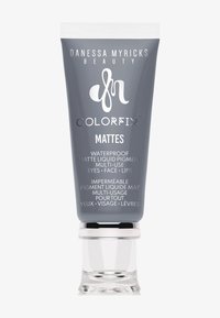 Danessa Myricks Beauty Colorfix Mattes tube, waterproof matte vloeibare pigment voor ogen, gezicht en lippen, grijze verpakking met witte dop.
