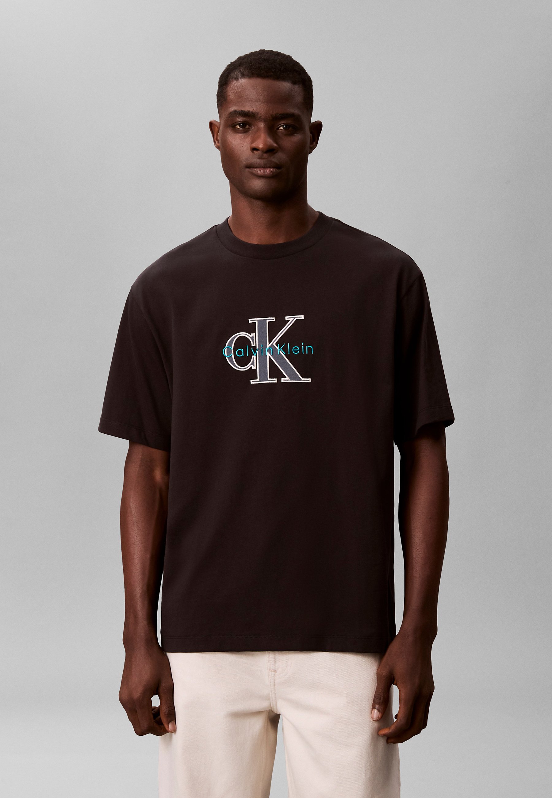 Calvin Klein Jeans MONOLOGO GRAPHIC RELAXED - Triko s potiskem - black