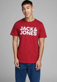 Jack & Jones ECORP LOGO SS O-NECK NOOS - T-shirts basic - rio red