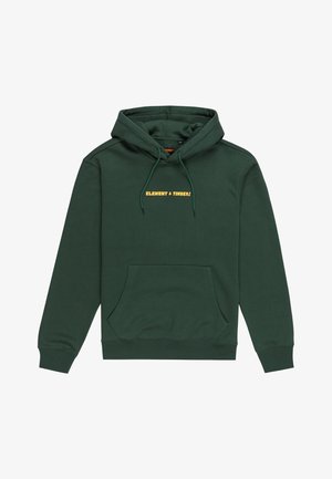 Zielona bluza z kapturem z przednią kieszenią. Posiada żółty napis "ELEMENT & TIMBERS!" nadrukowany na piersi. Wykonana z miękkiego bawełnianego materiału.