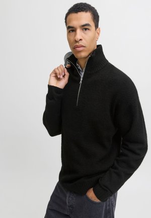 Jack & Jones JJESOHO OLLIE KNIT HALF ZIP - Jersey de punto - black
