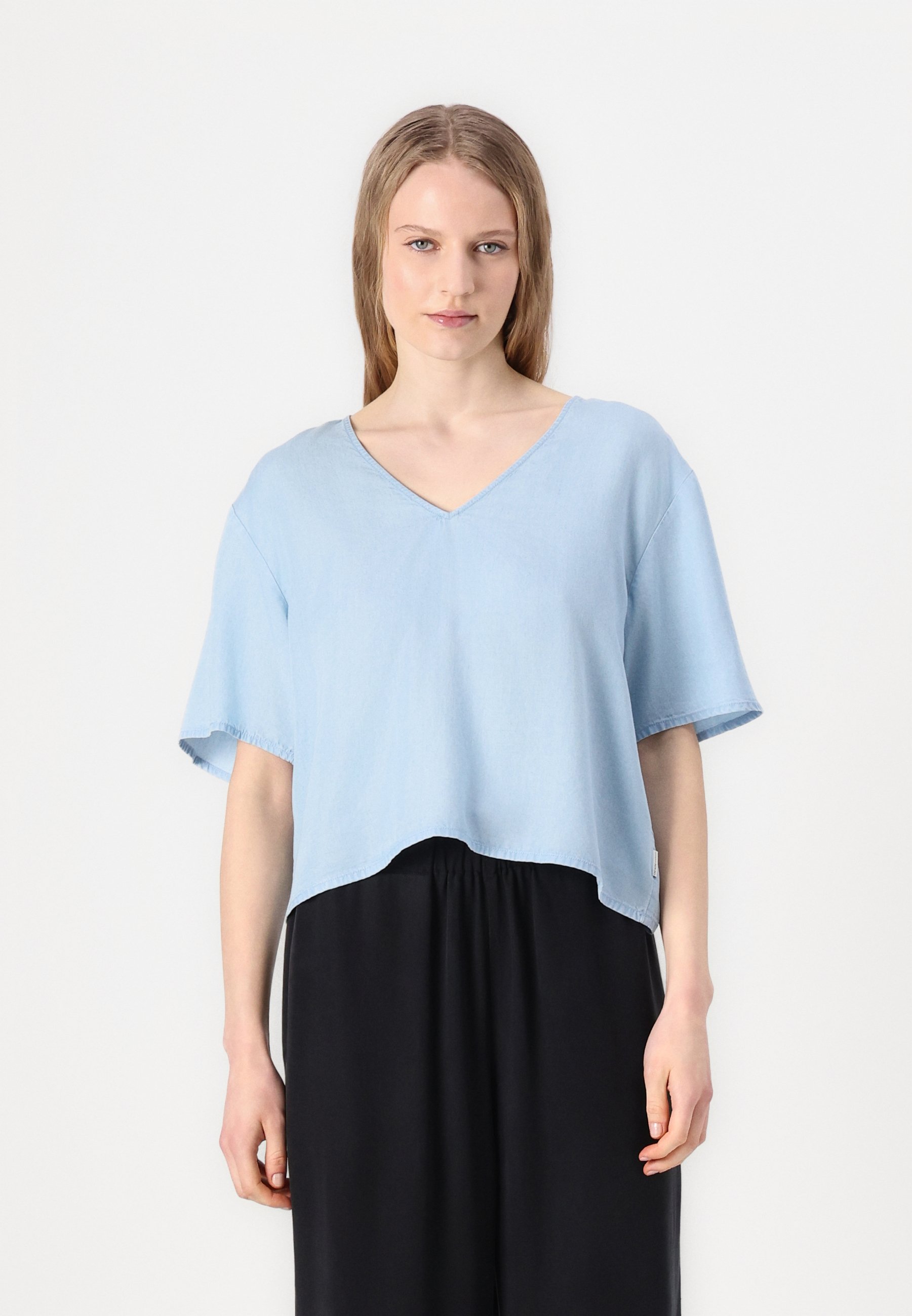 売れ筋商品|||トム テイラー デニム シャツ レディース トップス V NECK - Blouse - light stone bright blue denim トム テイラー デニム レディース シャツ トップス V NECK