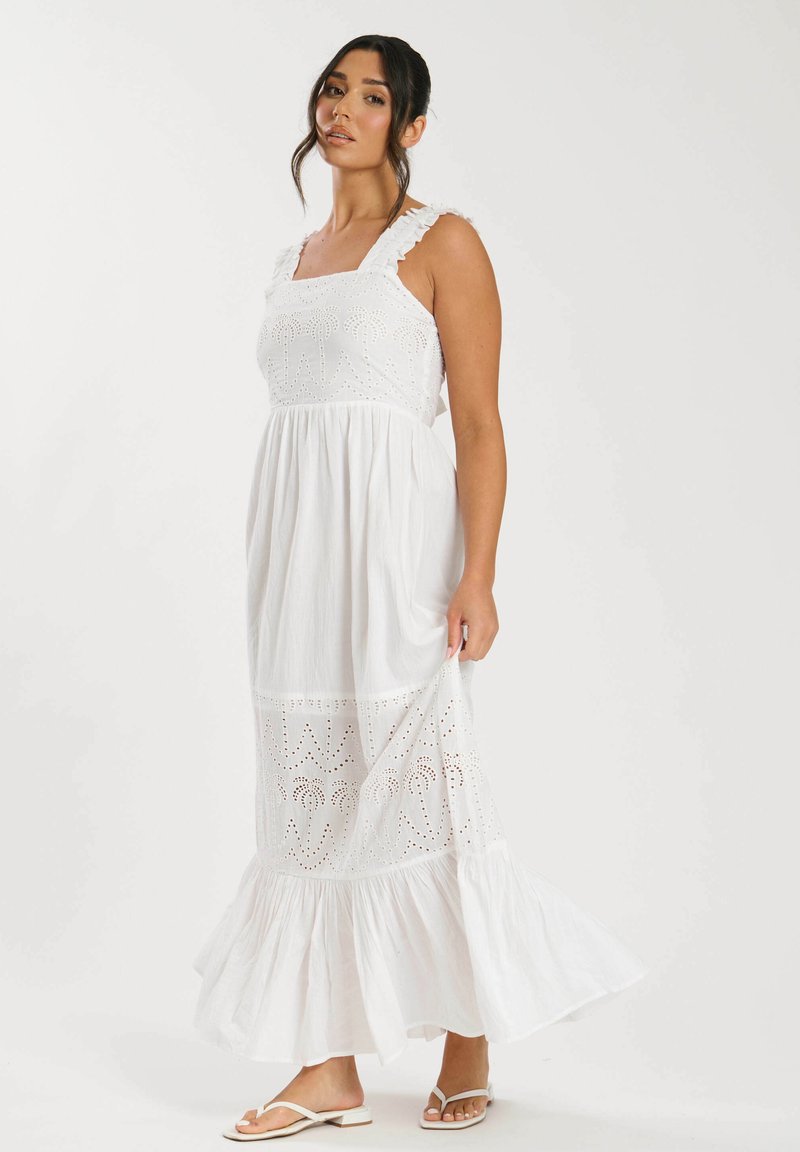 South Beach BRODERIE TIE PALM MAXI - Maxi dress - white - Zalando