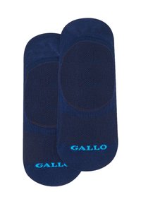 Calze corte blu navy realizzate in un materiale a maglia strutturata, con punta e tallone rinforzati. Logo "GALLO" in azzurro all'orlo.