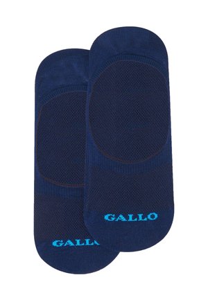 Calze corte blu navy realizzate in un materiale a maglia strutturata, con punta e tallone rinforzati. Logo "GALLO" in azzurro all'orlo.