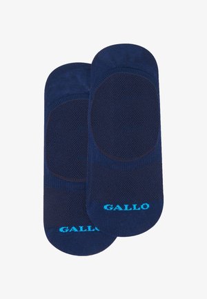 Calze corte blu navy realizzate in un materiale a maglia strutturata, con punta e tallone rinforzati. Logo "GALLO" in azzurro all'orlo.