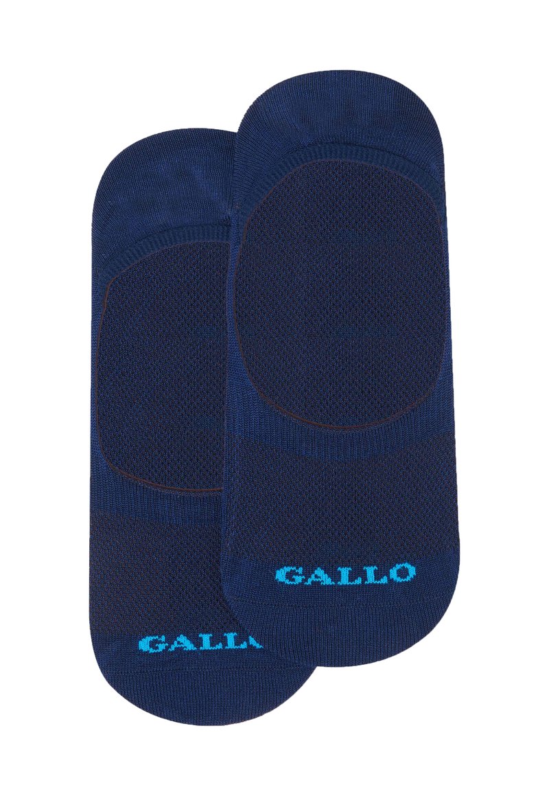Calze corte blu navy realizzate in un materiale a maglia strutturata, con punta e tallone rinforzati. Logo "GALLO" in azzurro all'orlo.