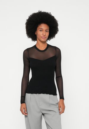 BERNADINE - Tops ar garām piedurknēm - black