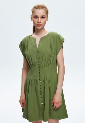 FRONT BUTTONED - Day dress - dark green