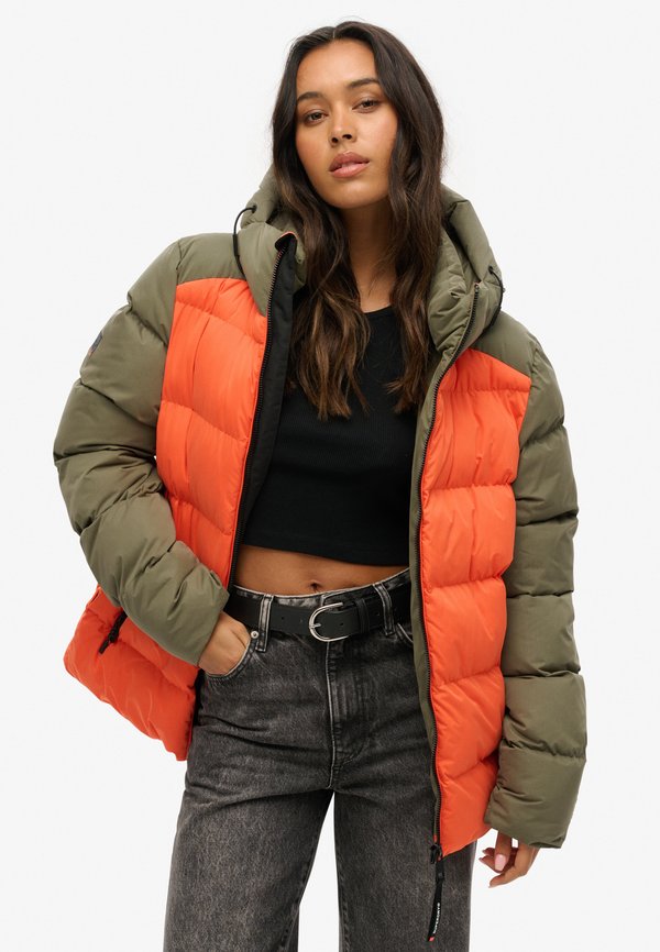 PUFFER - Winterjacke - khaki colourblock