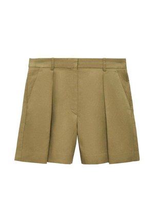 Khaki shorts med skräddarsydd design, framtida veck och sidofickor av mjukt tyg. Rena linjer och strukturerad form.