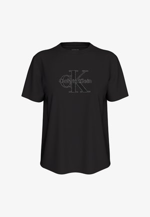 Calvin Klein Jeans, CLASSIC GLITTER MONOLOGO TEE - Trükipildiga T-särk - black