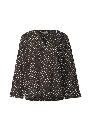 Street One, 3/4-ARM BLUSE MIT SPLIT NECK UND PRINT - Blouse - black coffee