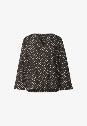 Street One, 3/4-ARM BLUSE MIT SPLIT NECK UND PRINT - Bluse - black coffee