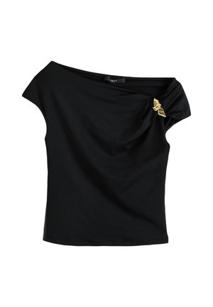 Next, REGULAR FIT - SLINKY SOFT TOUCH ASYMMETRIC HARDWARE SHORT SLEEVE TOP . - Basic T-shirt - black