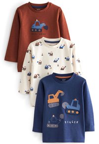 Next - 3 PACK APPLIQUÉ TRANSPORT - Langarmshirt - navy blue tan brown digger Thumbnail-Bild 1