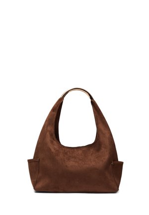 MINI SHOULDER WITH METALLIC HANDLE - Sac à main - dark brown