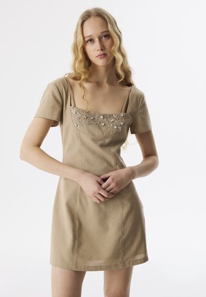 REGULAR FIT CRYSTAL STONE EMBELLISHED - Day dress - natural