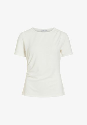 VILA, SHORT SLEEVED TOP VIARIMA ROUND NECK - Basic póló - snow white