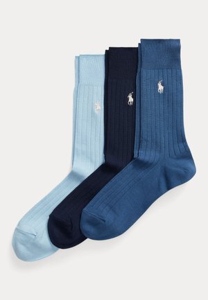 Polo Ralph Lauren, RIBBED COTTON-BLEND TROUSER SOCK 3-PACK - Κάλτσες - blue