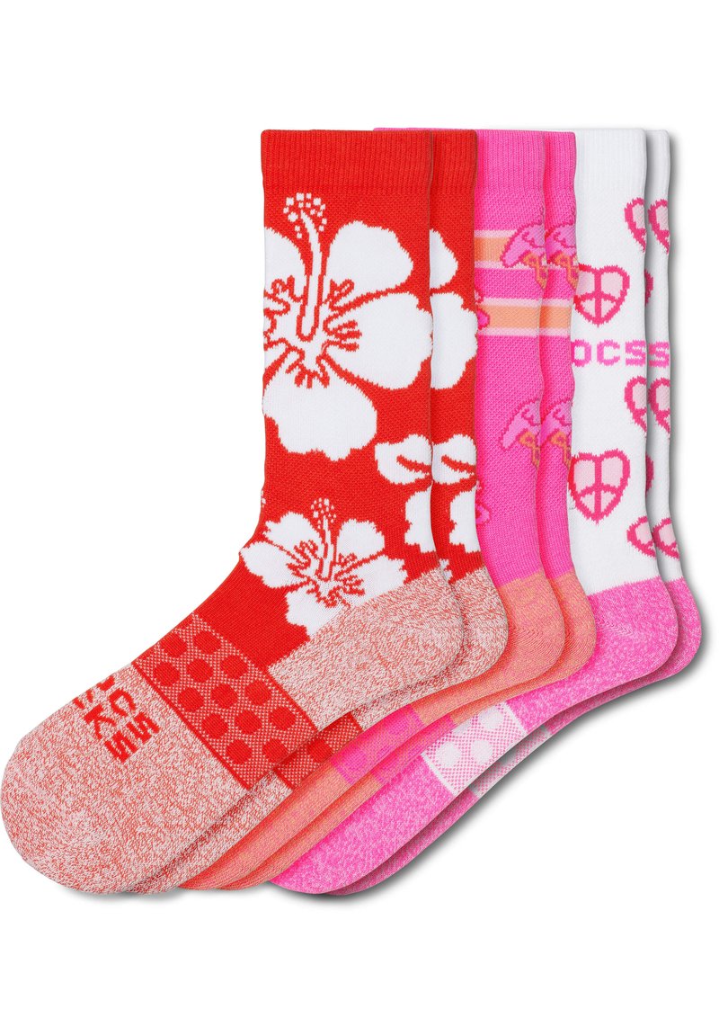 Crocs 3 PACK CREW RETRO RESORT Socks electric pink multi/neon pink