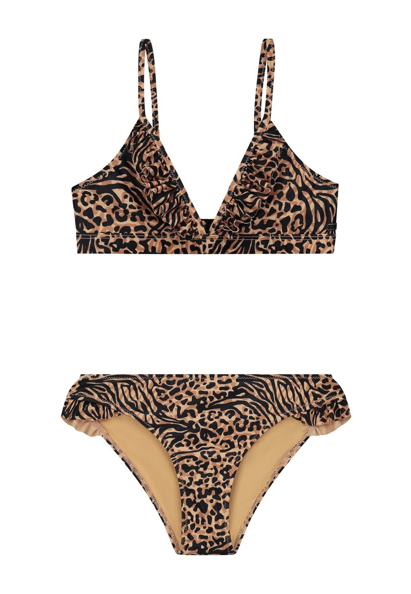 Shiwi BLAKE SET RUFFLE - Bikini - beige mixed animal
