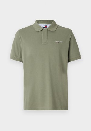 Polo de manga corta en algodón verde oliva, con un cuello clásico, bordado de logo y un dobladillo recto.