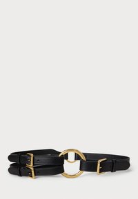 TRI STRAP O-RING LEATHER BELT - Pas za okoli pasu - black