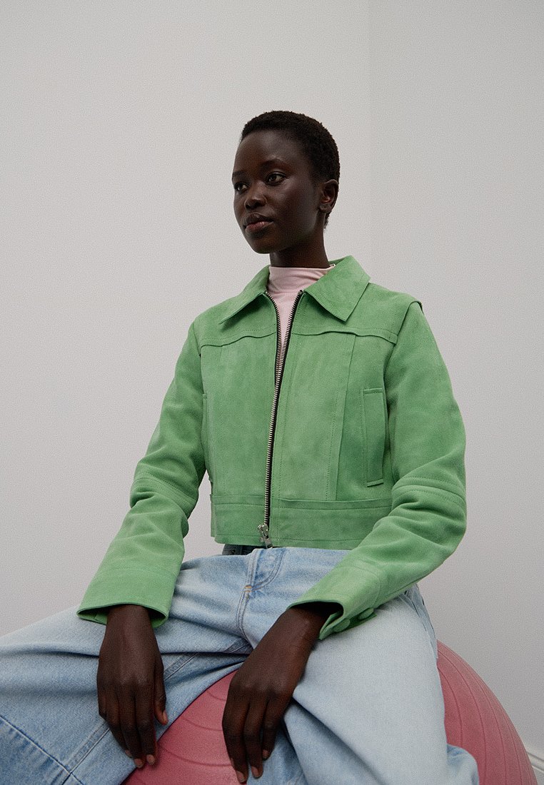 STAND STUDIO Leren jas groen