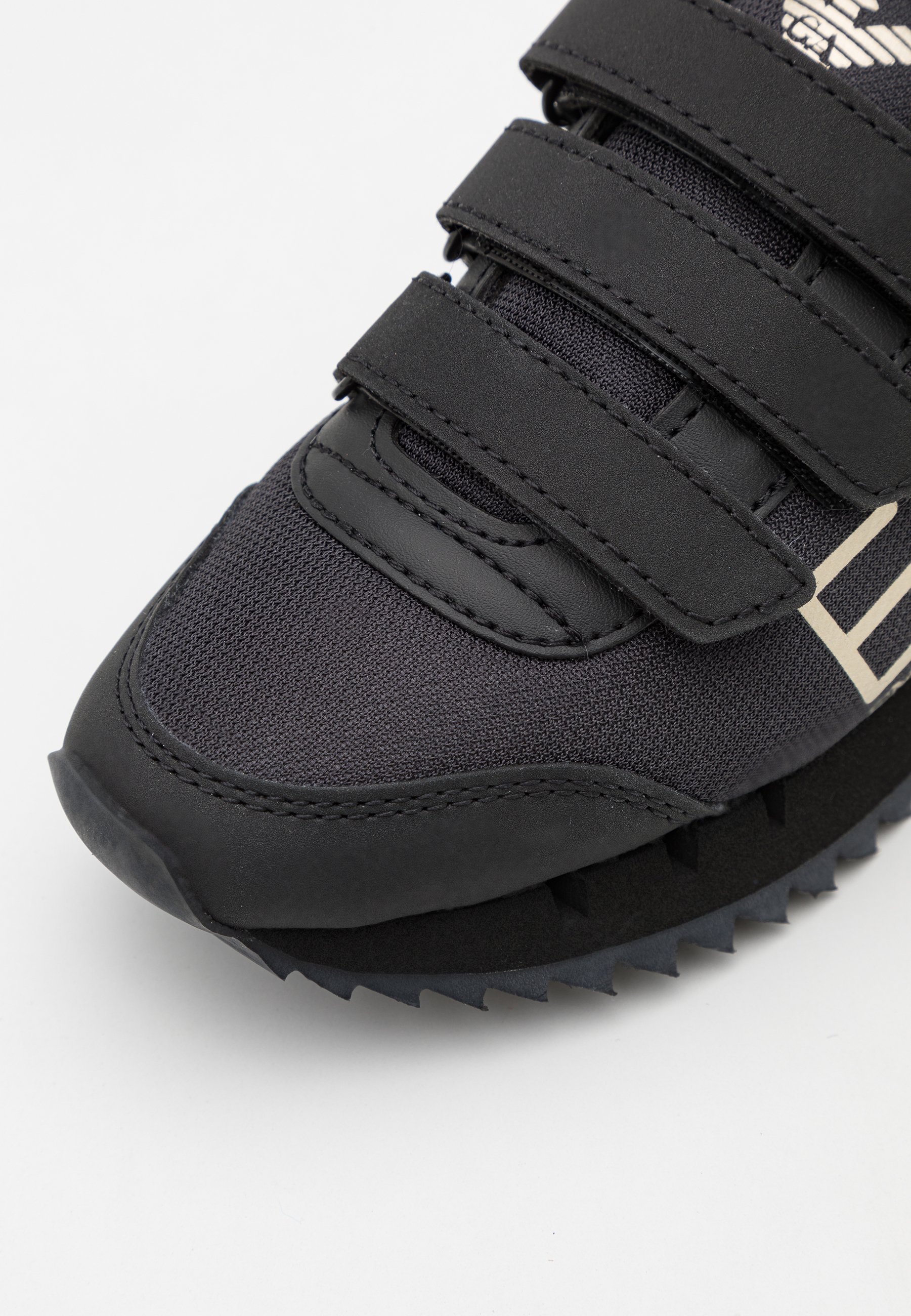 EA7 Emporio Armani Strap Unisex Trainers Triple black/gold, Size: 2, Black - Imitation leather/ Textile