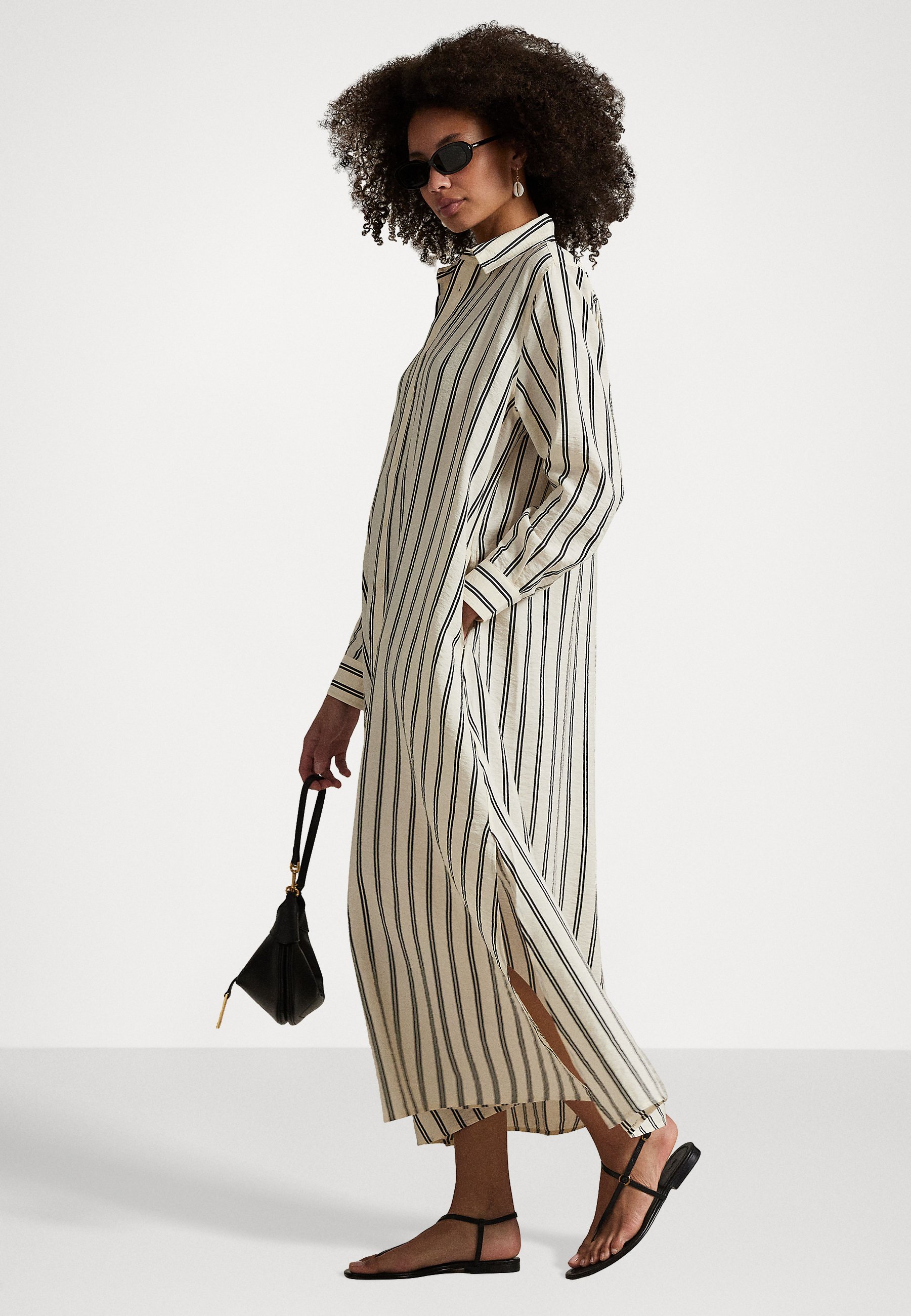ラルフローレン★Striped Silk-Blend Shirtdress Striped Polo Shirtdress