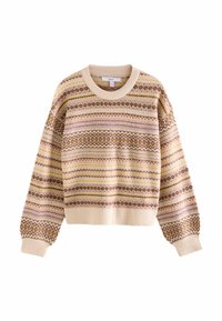 Next FAIRISLE STRIPE CREW NECK  TALL - Svetrík - neutral