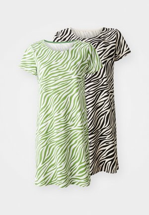 LASCANA VIVANCE DREAMS BY LASCANA ZEBRA BIGSHIRT 2 PACK - Nightie - beige/khaki