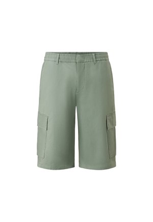 Groene cargoshorts met een lichtgewicht, gladde textuur, voorzien van twee zijzakken en een flexibele tailleband voor comfort.