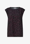 DROPPED-SHOULDER BLOUSE WITH LEOPARD PRINT - Blouse - very berry