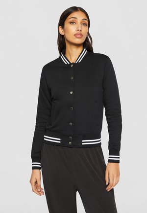 Urban Classics COLLEGE - Športna jopa s kapuco na zadrgo - black