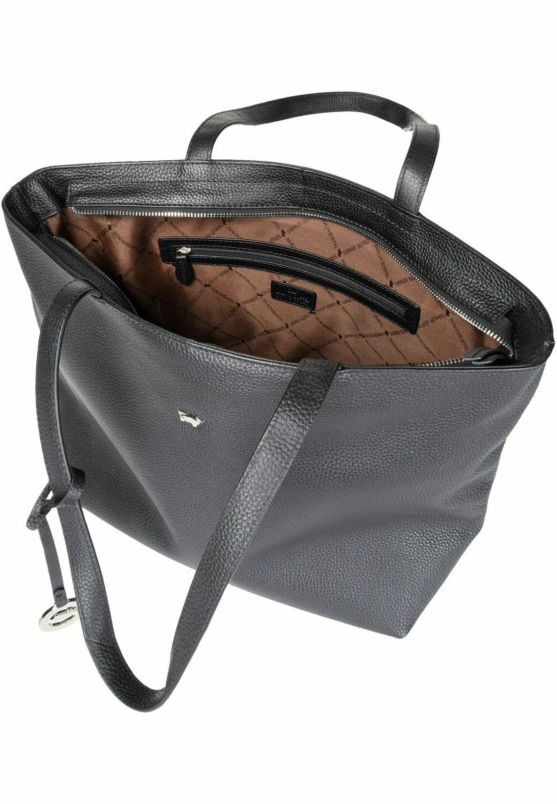 Braun Büffel Handtasche Schwarz Braun Leder LOTTA Umhängetasche M