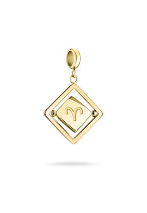 Guldvedhæng med to overlappinge diamantformer, hvor den indre diamant har et Vædder-astrologisk symbol i centrum.
