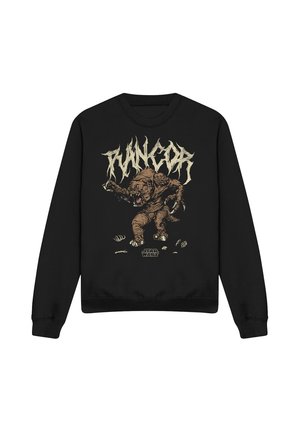 Black sweatshirt with a graphic of a roaring monster and stylized text "Rancor" above, and a small Star Wars logo below.