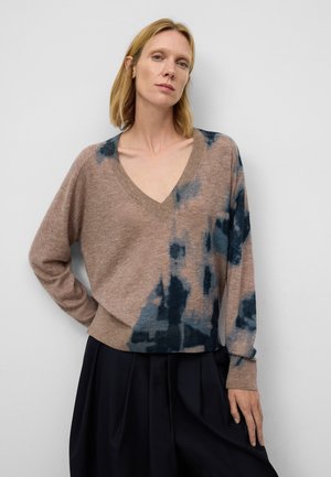 V-NECK  - Pullover - taupe print