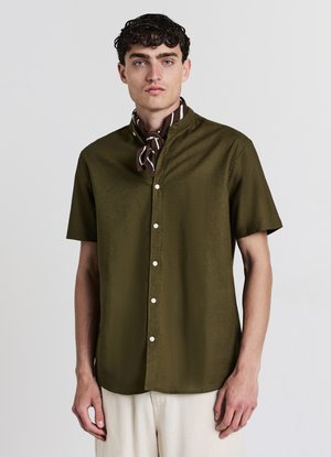 CAMICIA COREANA MISTO LINO - Camicia - verde militare