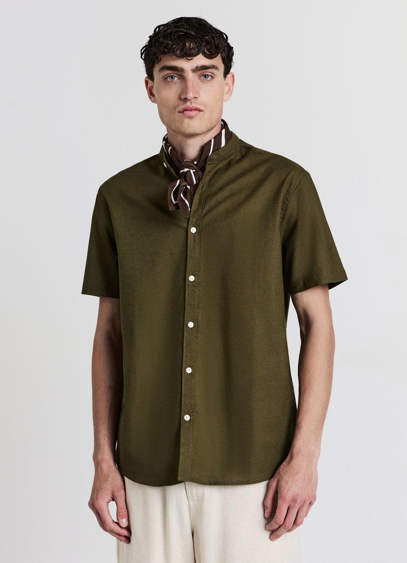 Calliope CAMICIA COREANA MISTO LINO - Hemd - verde militare