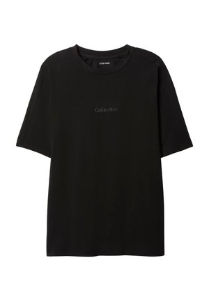 Tricou negru Calvin Klein cu mâneci scurte, decolteu rotund și logo subtil brodat centrat pe piept.