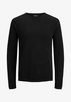 Mustade pikad varrukad, ümar kaelus, pehmest kangast, ribagaäärte ja mansettidega, sileda tekstuuriga. Ilma mustriteta.