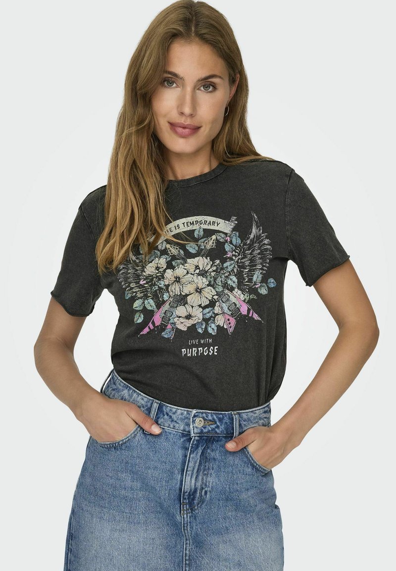 ONLY ONLLUCY LIFE BOX - Camiseta estampada - black