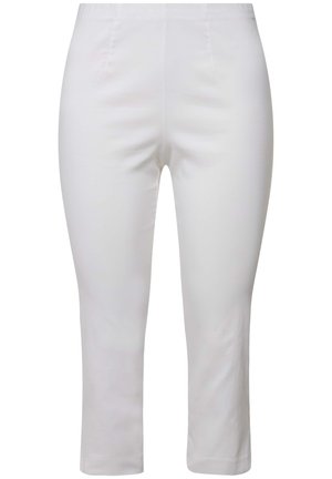 Witte cropped broek van een soepele, rekbare stof, met een aansluitende taille en rechte pijpen, die een strakke, minimalistische uitstraling biedt.